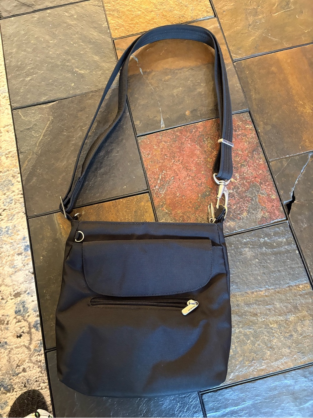 Travelon Black Crossbody Bag with Silver Hardware